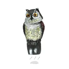 

Realistic Owl Decoy with Rotating Head Garden Protection Repellent Bird Pest Scarer Scarecrow Hunting Decoys for Hunter