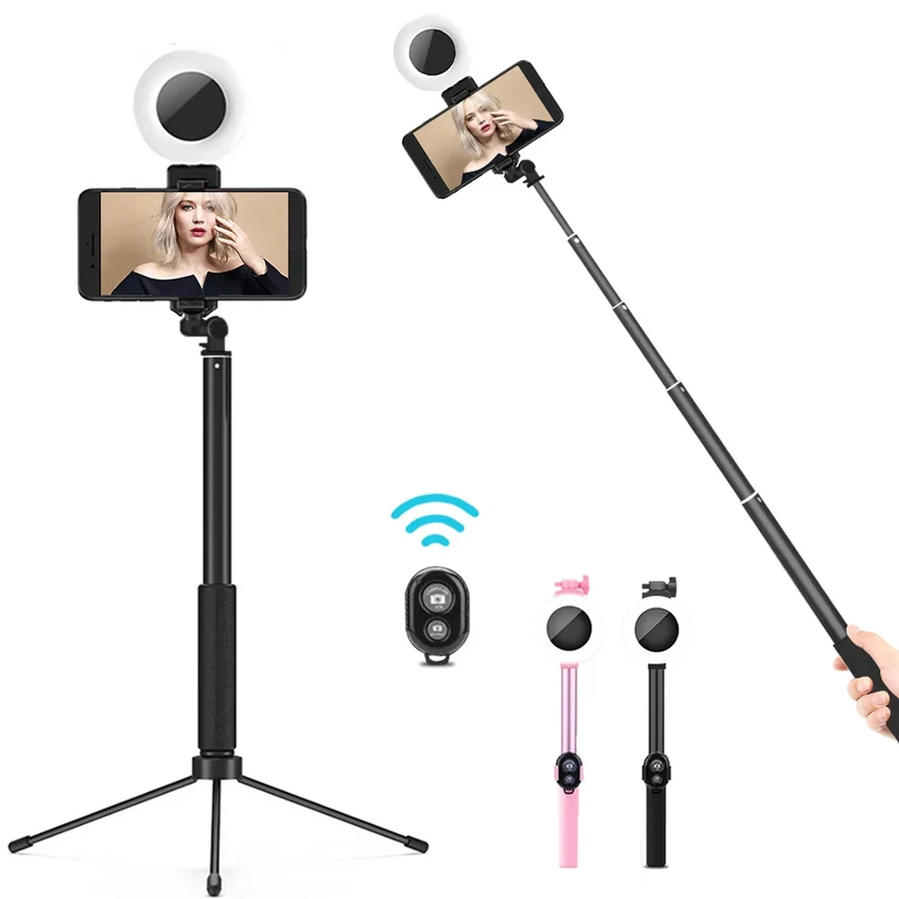 

Multifunction Selfie Stick LED Ring Light Extendable Live Tripod Stand with Phone Holder Mount For Makeup Video Live Studio