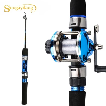 

Sougayilang1.2m Portable Telescopic Mini Ice Fishing Rod with Trolling Reel Combo Shrimp Winter Ice Fishing Pole Reel Set