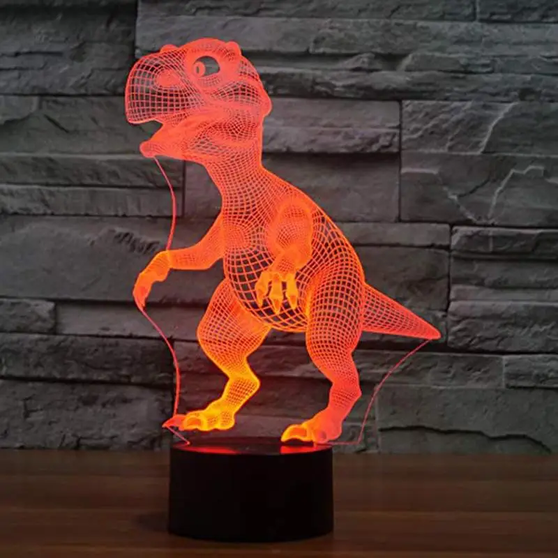 Крутая 3D лампа динозавра, 7 цветов, сенсорный Ночной светодиодный светильник с сенсорным управлением, детские игрушки, Светильники для гостиной, спальни, светящиеся игрушки для детей