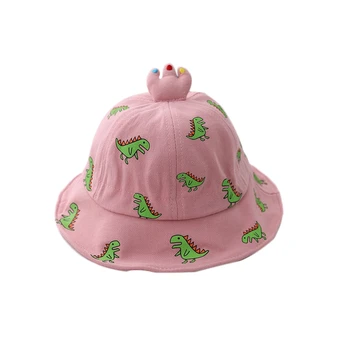 

Dinosaur Print Baby Hat Cartoon Cotton Bucket Hat Kids Summer Sun Cap Toddler Boys Girls Hat