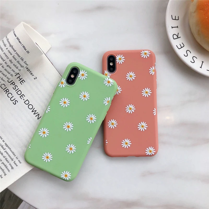 N1986N для iPhone 6, 6s, 7, 8 Plus, X, XR, XS Max, чехол для телефона, модный красивый цветок маргаритки, карамельный цвет, Мягкий ТПУ силиконовый чехол для iPhone X