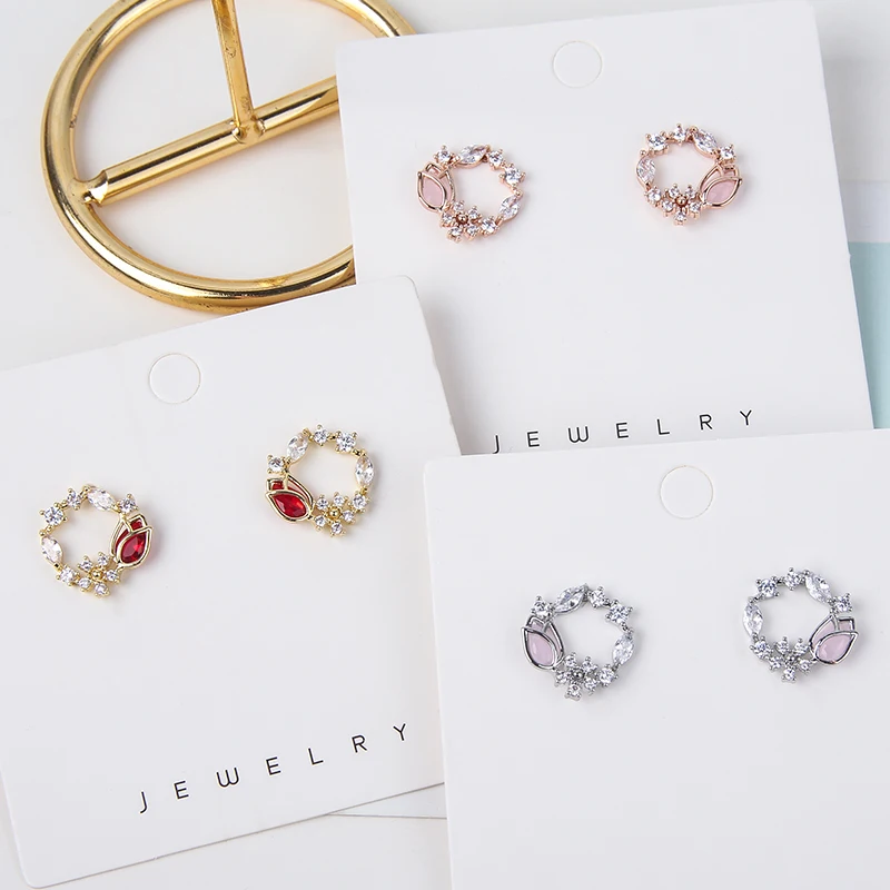 Корейские модные Кристальные пустотелые серьги гвоздики для женщин элегантные серьги ювелирные изделия вечерние подарки аксессуары 5C1005