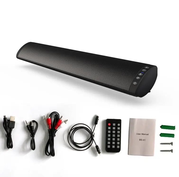 Black BS-41 Bluetooth 5,0 динамик с микрофоном беспроводная стереозвуковая панель для домашний кинотеатр сабвуфер для вашего мобильного телефона - Color: Black