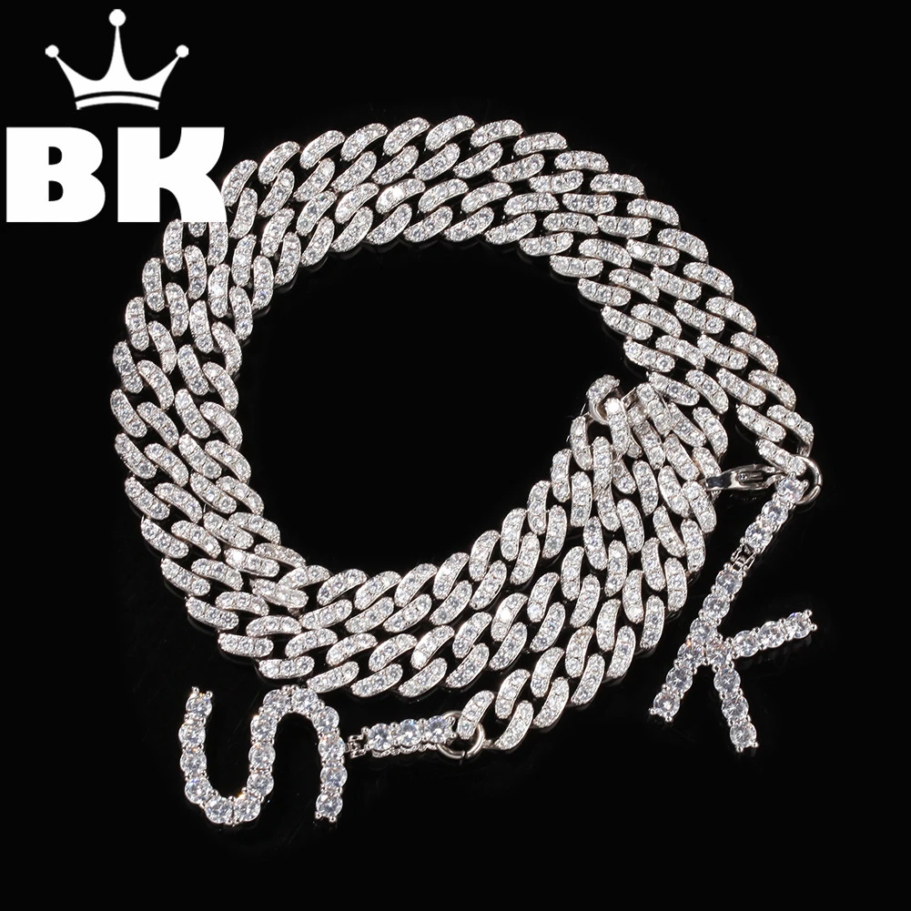 BLING KING 9 мм Micro Pave Iced CZ кубинское звено с одним рядом цепочки букв золотой цвет Роскошные Bling ювелирные изделия мода