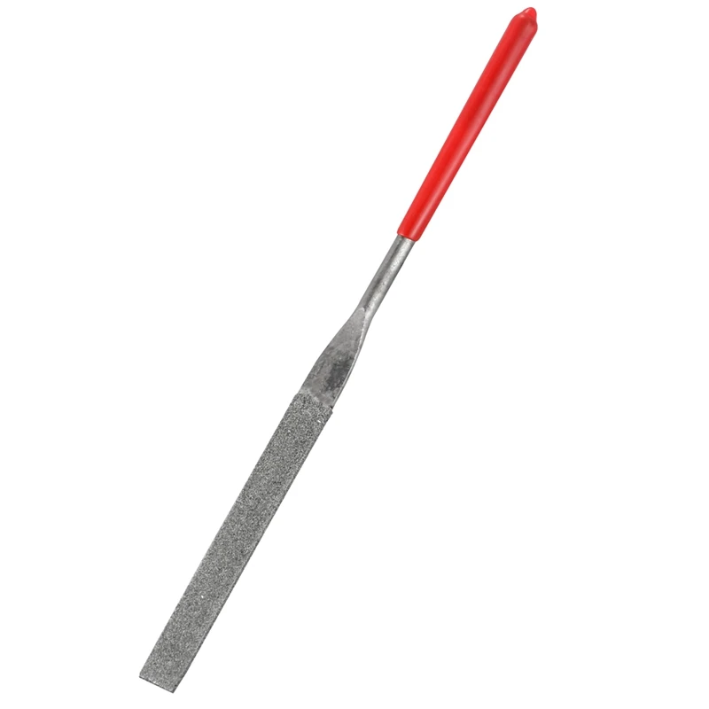 5mm x 180mm glass handle tool flat diamond files red silver tone