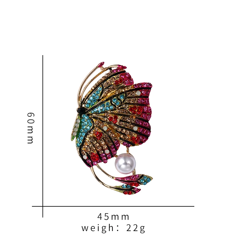 Baiduqiandu Новое поступление красивые цветные стразы булавки, брошка, бабочка с искусственным жемчугом