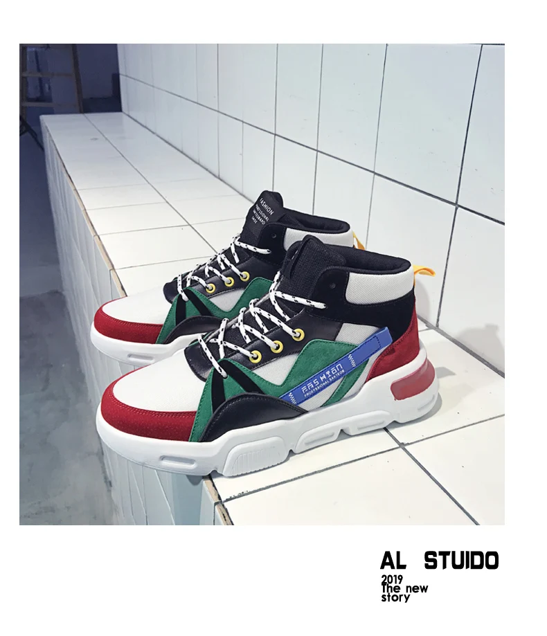 Leader Show Men Walking Shoes Lace-up Korean Version Of The high-top Shoes Trend Sport Shoes Zapatillas Hombre Men Sneaker