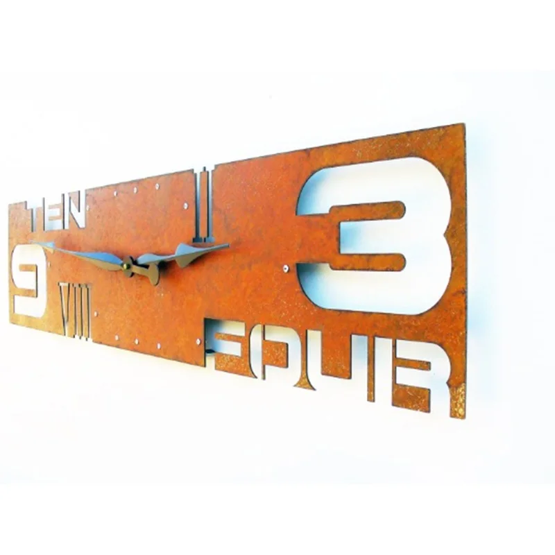 Retro Rust Silent Wall Clock 3D Acrylic Living Room Clocks Minimalist Industrial Style Fashion Wall Clock Creativity Home Decor