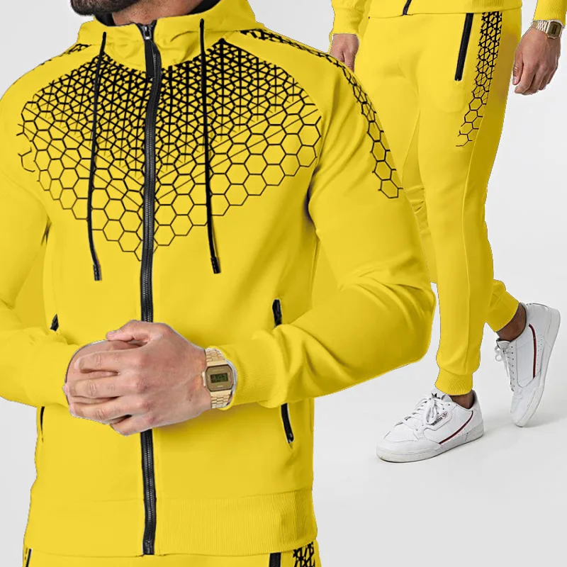 New Running Sports Suit Mens Fashion Casual Hooded Sweater + Pants 2-piece Suit Outdoor Track Suit Fitness Jogging Sportswear