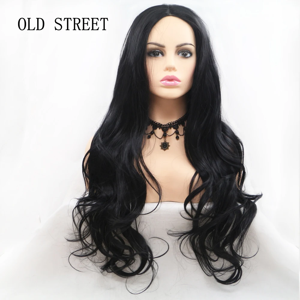 

24 Inches Natural Black Body Wave Glueless Synthetic Lace Front Wig with Baby Hair Heat Resistant Hair Wigs for Black Women