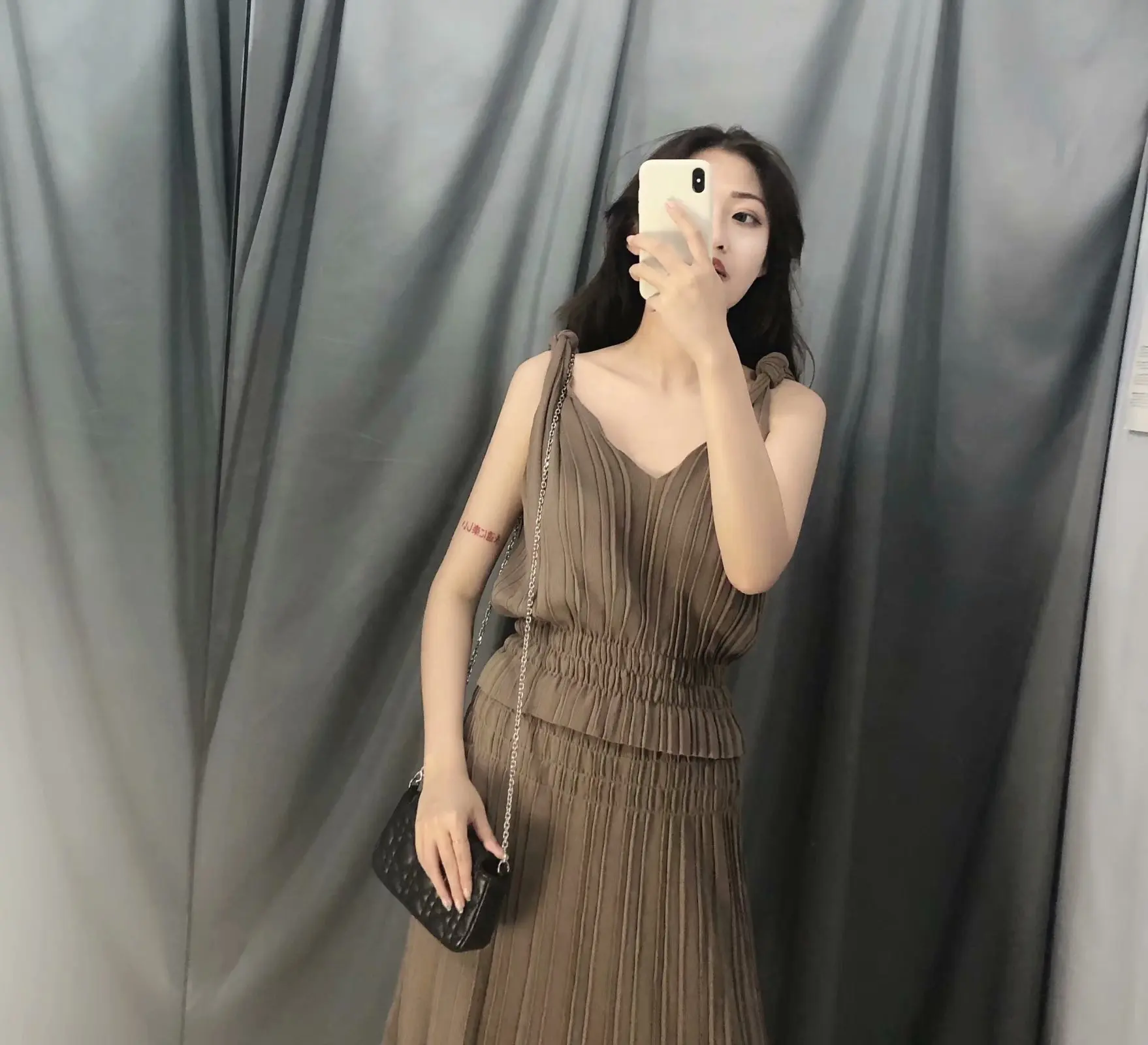 

Dust Skirt Women's Autumn And Winter Knit Coffee Solid Color Big Hemline over-the-Knee Mid-length Long Skirts A- line Skirt 2019