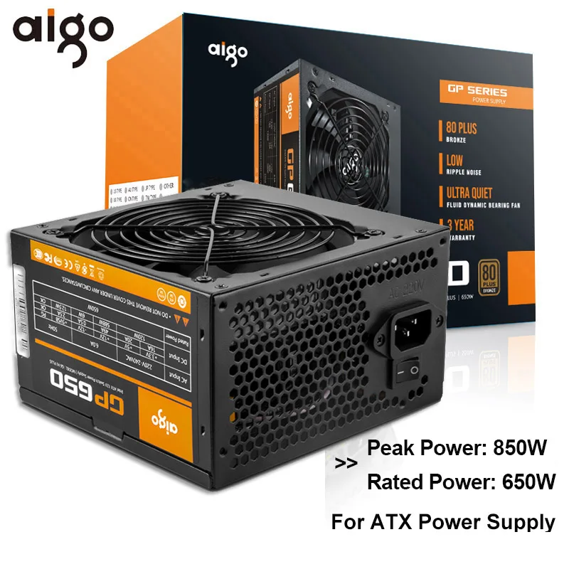 Aigo Pc Power Supply 650w 80plus Psu Certified Power Source Power