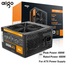 Aigo PC Power Supply 650W 80PLUS PSU Certified Power Source Power Supply PC Gaming Max 850W For Computer 12V 120mm Cooling Fan