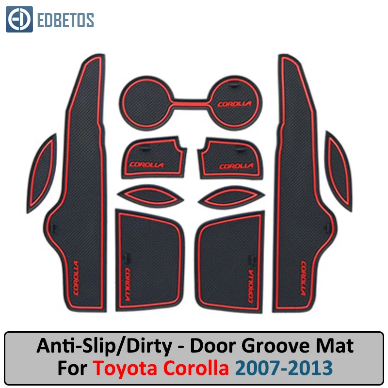 Anti-Slip Mat For Toyota Corolla 2007 2008 2009 2010 2011 2012 2013 Gate Slot Coaster Anti-Dirty Door Groove Mat Car Interiors - Название цвета: Corolla 07-13 Red