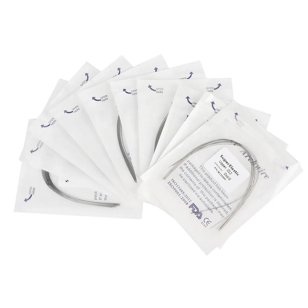100 Pezzi Monouso Niti Filo Tondo Protesi Ortodontica Precoce Staffa Dentale Archi Dentali Super Elastici Accessori Sterili