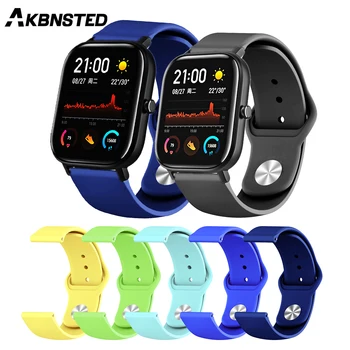 

AKBNSTED 20/22MM Colorful Silicone Smart Watch Band For Xiaomi Huami Amazfit GTS/GTR 47/42MM/Bip Wristband Replace Accessories