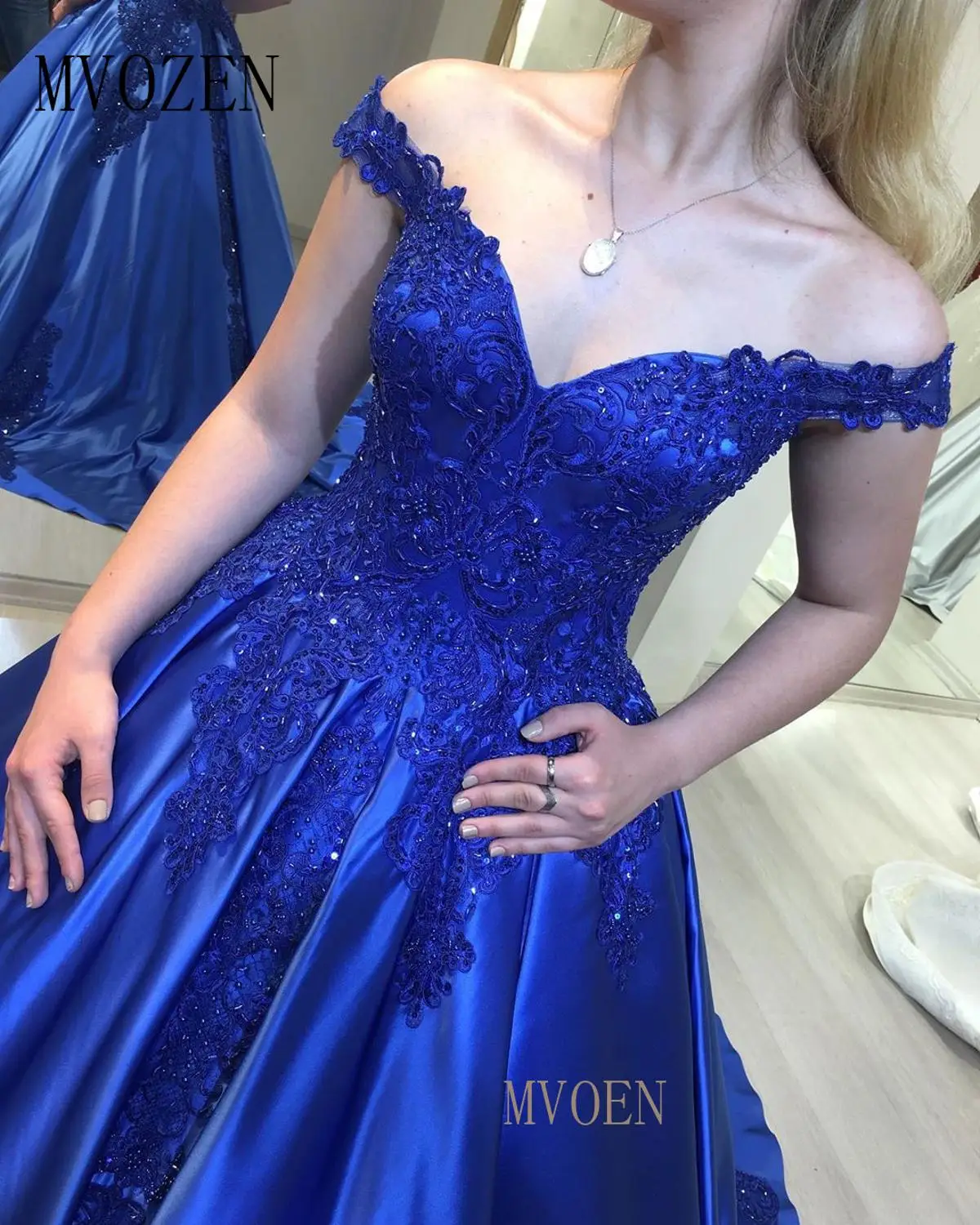 Vestidos голубое вечернее платье с кружевной аппликацией Длинные вечерние платья с открытыми плечами вечерние платья robe de soirees