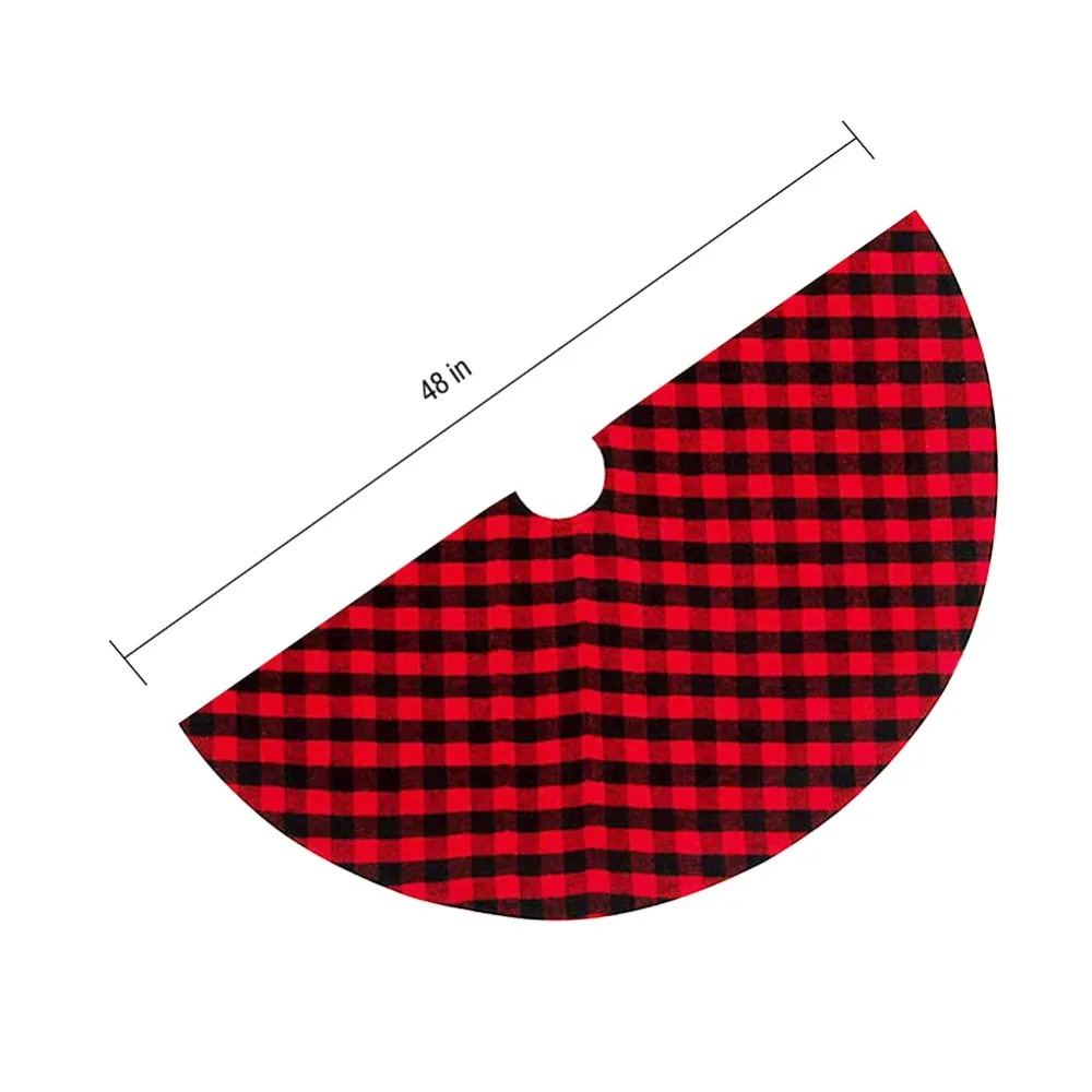 Black and Red Plaid Christmas Tree Skirt Christmas Tree Decorative Tree Skirt for Shopping Malls Supermarkets Hotels Homes