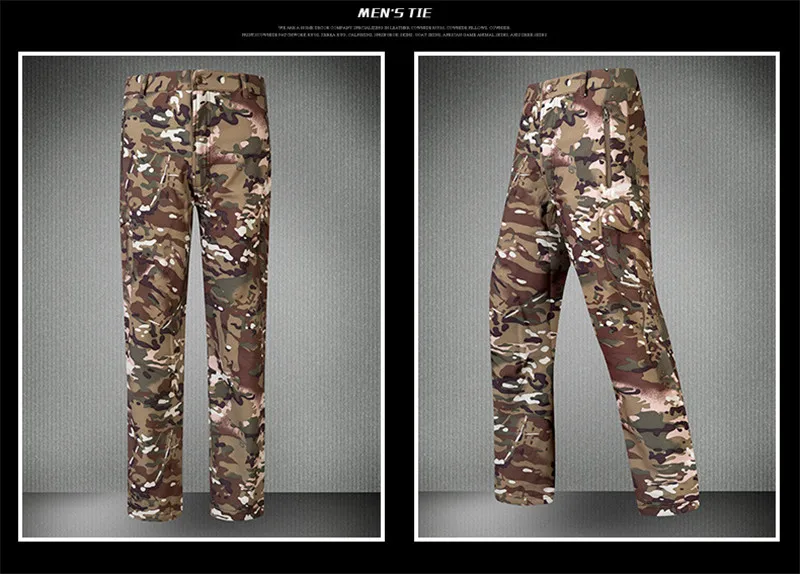 Зимняя мягкая оболочка теплые мужские брюки, Тактические Военная Маскировочная Водонепроницаемый военные карго штаны теплые флисовые штаны армейские брюки Modis