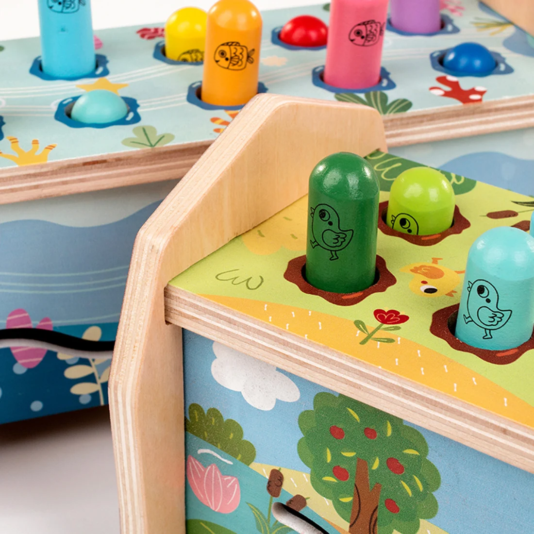 Детская деревянная игрушка Whac-A-Mole, ударная игрушка цвета и формы, многофункциональная обучающая и развивающая игрушка-тип леса океана