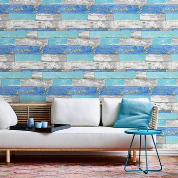 

17*236in 3D Wood Grain Room Background Wall Sticker Sticky Adhesive-back PVC Waterproof Furniture Home Decor 45x600cm Anti-oil