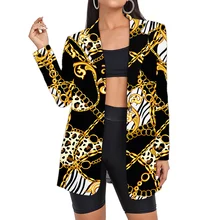 Baroque Blazers Golden Floral Women's Suit Jacket Lady Clothes Office Plaid Long Clothing Dropshipping Camo Wholesale Oversized