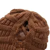 New Adult Women's Hats Wool Knitted Hat Autumn Winter Warm Brand Skullcap Female Cross Ponytail Cap Skullies Beanies 5
