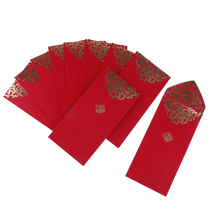10 шт./компл. год Свадебные красный конверт китайского фестиваля весны с золотым принтом красный карманом, в котором можно заполнить деньги
