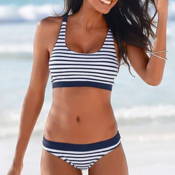 

New Sexy Striped Beach Bikinis Set Women Swimwear Push Up Swimsuit Female Bathing Suits Bikini Girls Pool Swimming Suit 2020