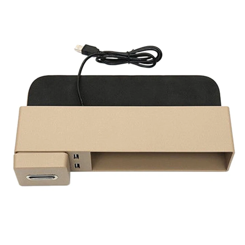 Car Seat Crevice Storage Box Cup Holder Organizer Off Auto Gap Durable - Цвет: Beige