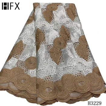 

Nigerian laces 2020 high quality embroidery guipure lace fabric latest African cord lace fabric with stones for party HJ3229