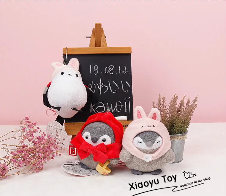 12 шт./лот японский Kawaii мягкие игрушки 13 см положительная энергия Пингвин Подвеска плюшевая кукла маленькая девочка кролик шляпа игрушечный пингвин куклы