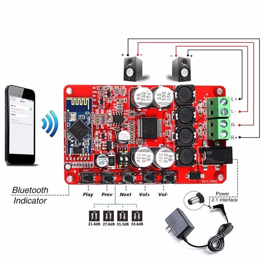 Хорошее качество TDA7492P 50 Вт+ 50 Вт Bluetooth 4,0 беспроводной цифровой аудиоприемник усилитель плата HIFI усилитель