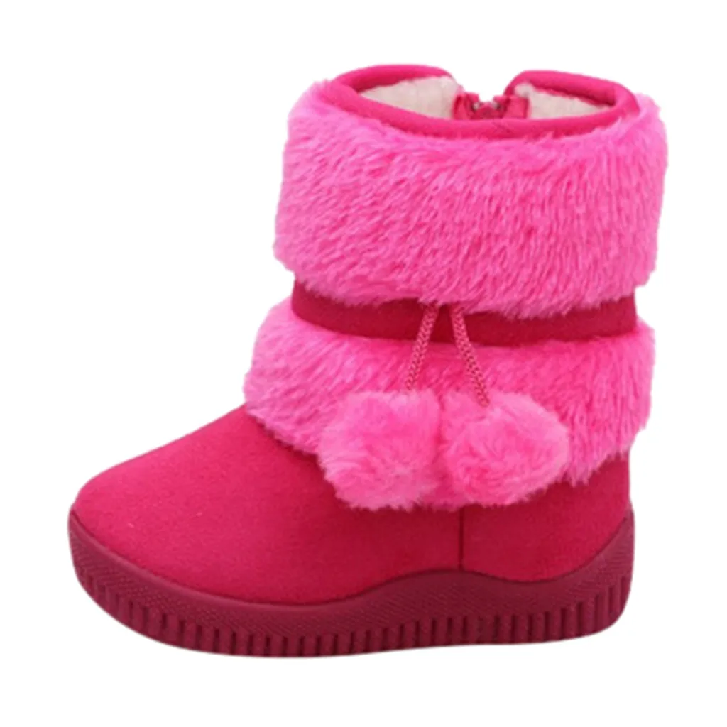 Hot Pink Зимняя Классическая Удобная хлопковая обувь для маленьких мальчиков и девочек детские теплые ботинки детские зимние ботинки для подростков зимние ботинки для мальчика - Цвет: Hot Pink