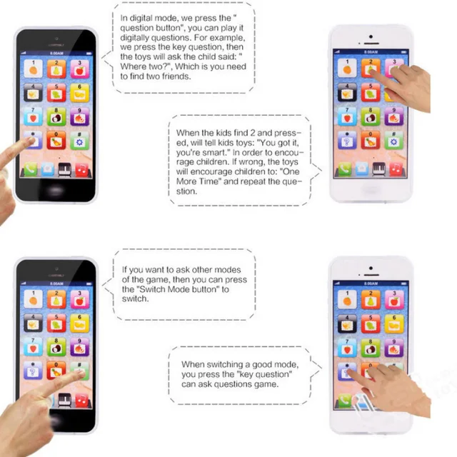 Baby Toy with LED Cellphone Learning English Mobile Phone Electronic Toys Christmas Kid Gifts Educational musical Vocal toys 4