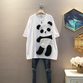 

[EWQ] 2020 Spring Summer New Arrivals O-neck Short Sleeve Black And White Animal Pattern Women Casual Loose T-shirt AW97400