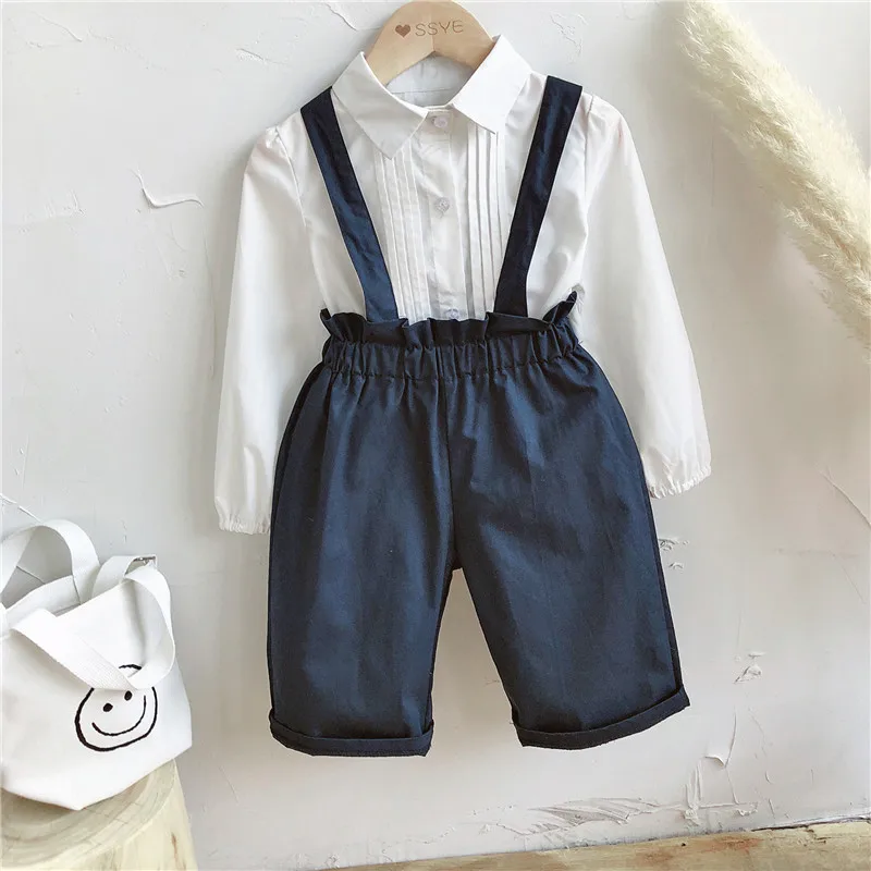 

Childrenswear 2019 New Autumn Girls' Overalls Shirt Two-Piece Set Fashionable CHILDREN'S Suit Western Style Baby Wq162