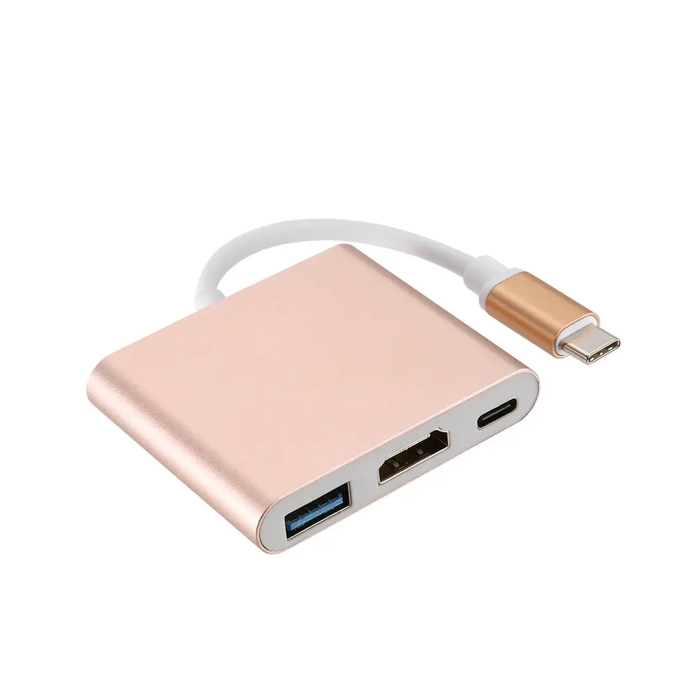 USB 3,1 type C к USB 3,0+ HDMI+ type C 3 в 1 адаптер для зарядки переходник тройной экранированный