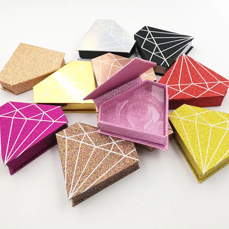 

10/pack wholesale eyelash packaging box lash boxes packaging custom logo faux mink lashes fake strip diamond empty case vendors