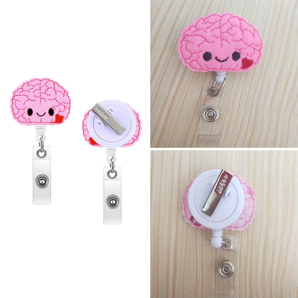 2 Pack Brain Badge Reels Holder Retractable with ID Clip for Nurse