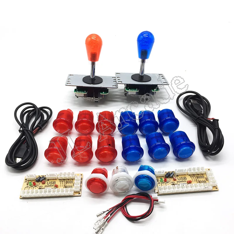 2 игрока аркадная Кнопка джойстик DIY контроллер комплект для Windows и Raspberry Pi, 5 Pin 8 способ джойстики и кнопка - Цвет: light button