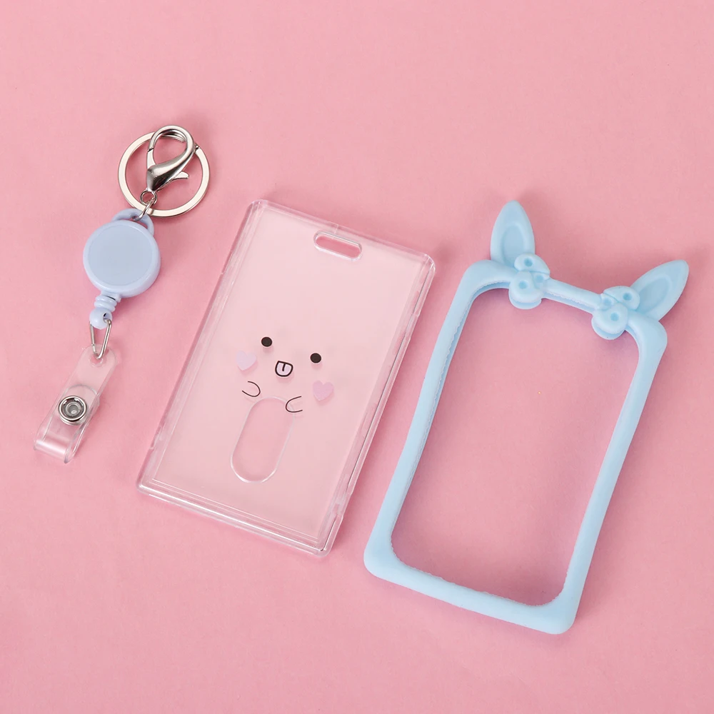 Прозрачный силиконовый держатель для карт выдвижной женский милая Обложка