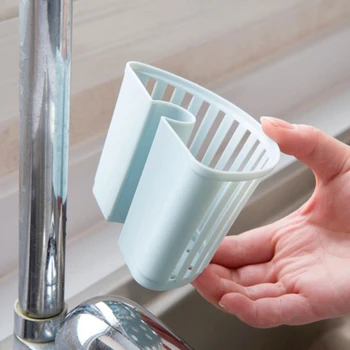 

Drain Basket Debris Rack Sink Plastic Hanging Basket Water Pipe Card Slot Sponge Storage Baskets Kitchen Shelves Accessories