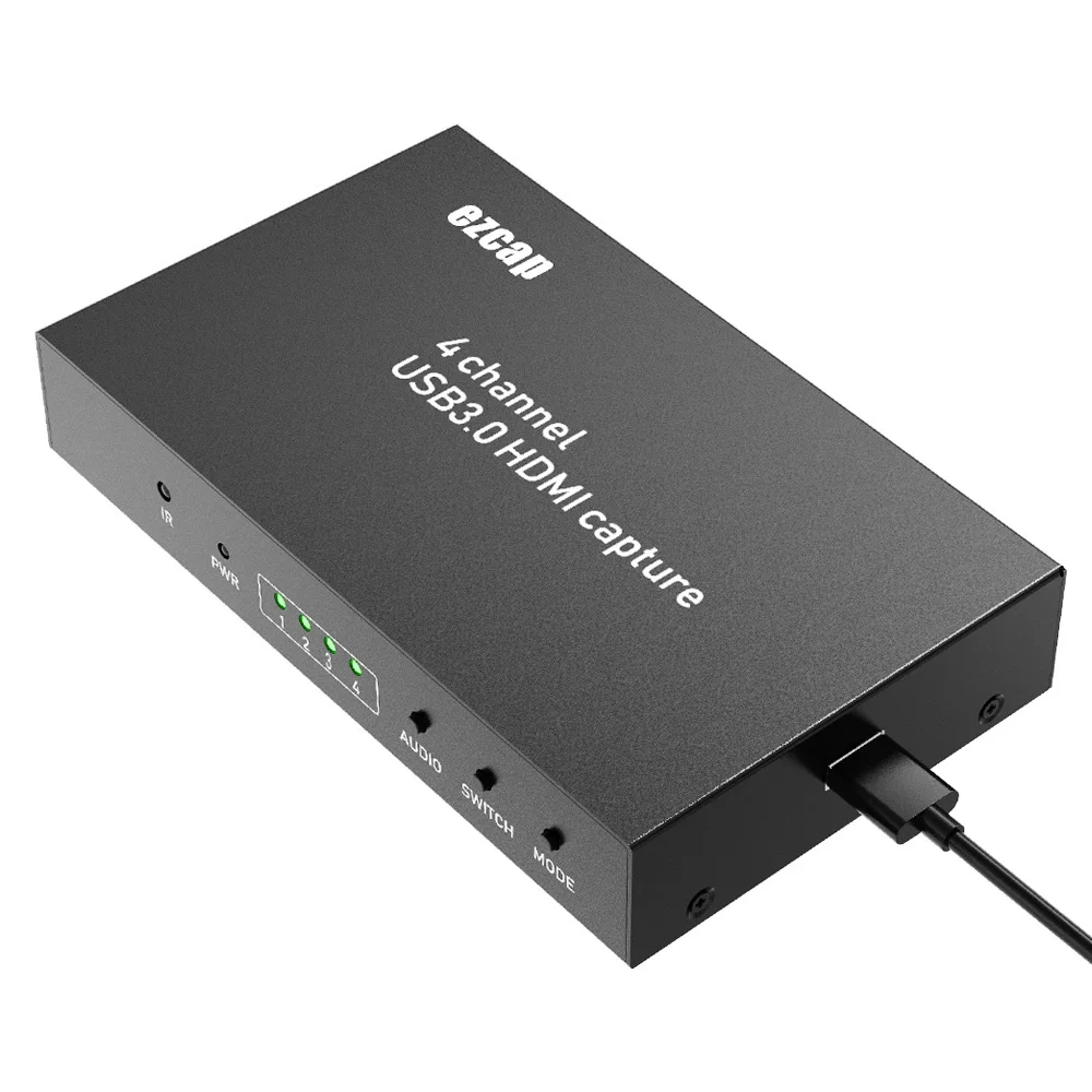 4 채널 USB3.0 비디오 캡처 HDMI 입력 1080P60fps, 4 채널 실시간 기록, Windows MAC linux용 UVC 표준, 안드로이드 스트리밍