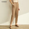 Amii Spring Autumn Pants Office Lady Solid Nine Points Loose Female Trousers High Waist Slim Straight Women Suit Pants 11960733 ► Photo 1/5