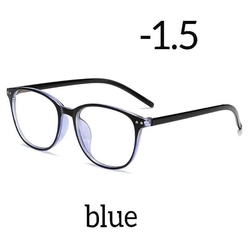 blue myopia 1.5 Seemfly готовые очки для близорукости ультралегкие ретро круглые очки для близорукости модная синяя пленка высота сверхлегкая 100-600 градусов - Цвет оправы: blue myopia 1.5