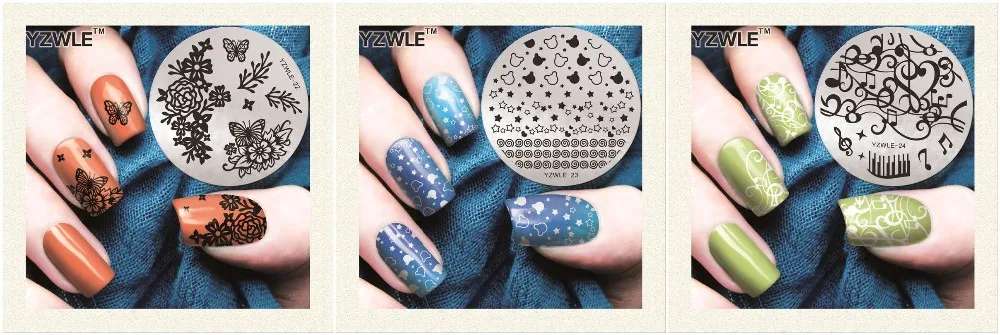 1 Sheet Stamping Nail Art Image Plate, 5.6cm Stainless Steel Template Polish Manicure Stencil Tools(YZWLE-04
