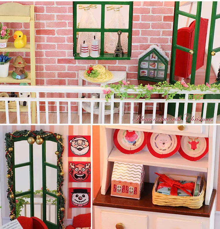 Merry Christmas CF04 3D DIY кукольная мебель деревянная ручная работа Кукольный дом модель сборочные наборы подарок ребенок рождественские игрушки для детей