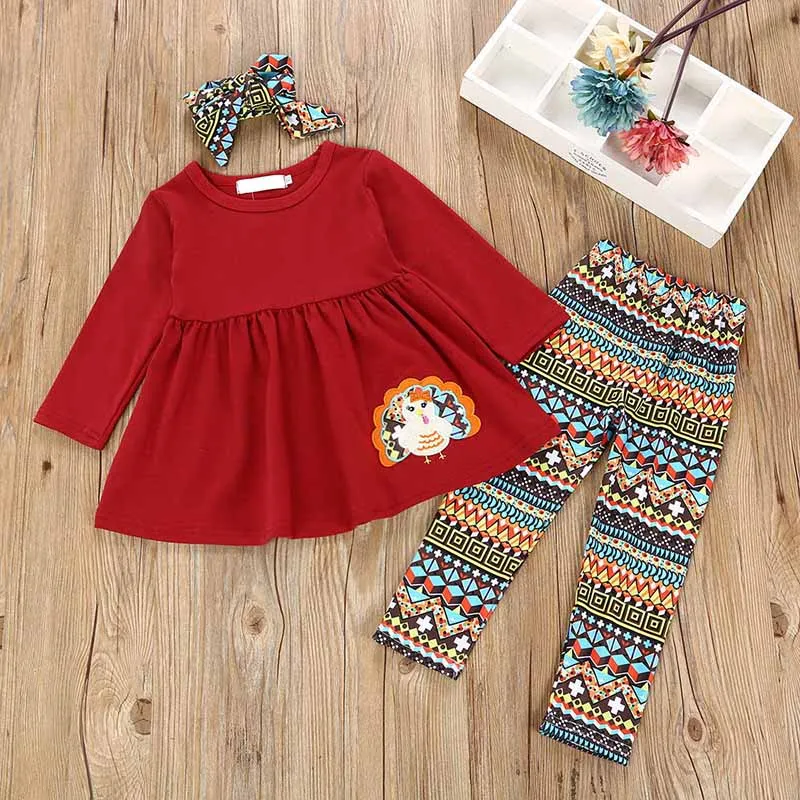 

Autumn 1-6T Baby Girls Clothes 3pcs Adorable Cartoon Pattern Long Sleeve Tops Trousers With Headband Casual Outfits Clothes #m